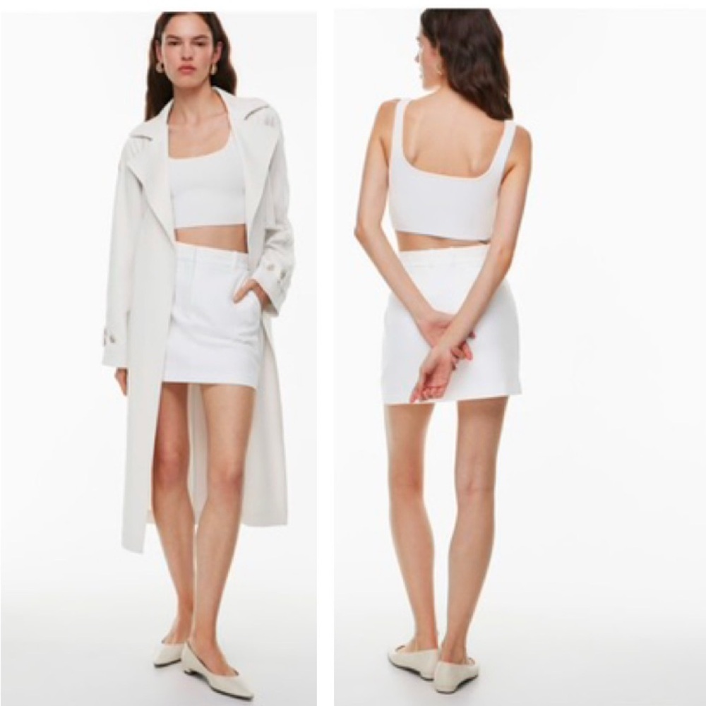 Aritzia Babaton Sculpt Knit Squareneck Cropped Tank Stretch Ribbed Top Neutrl XL